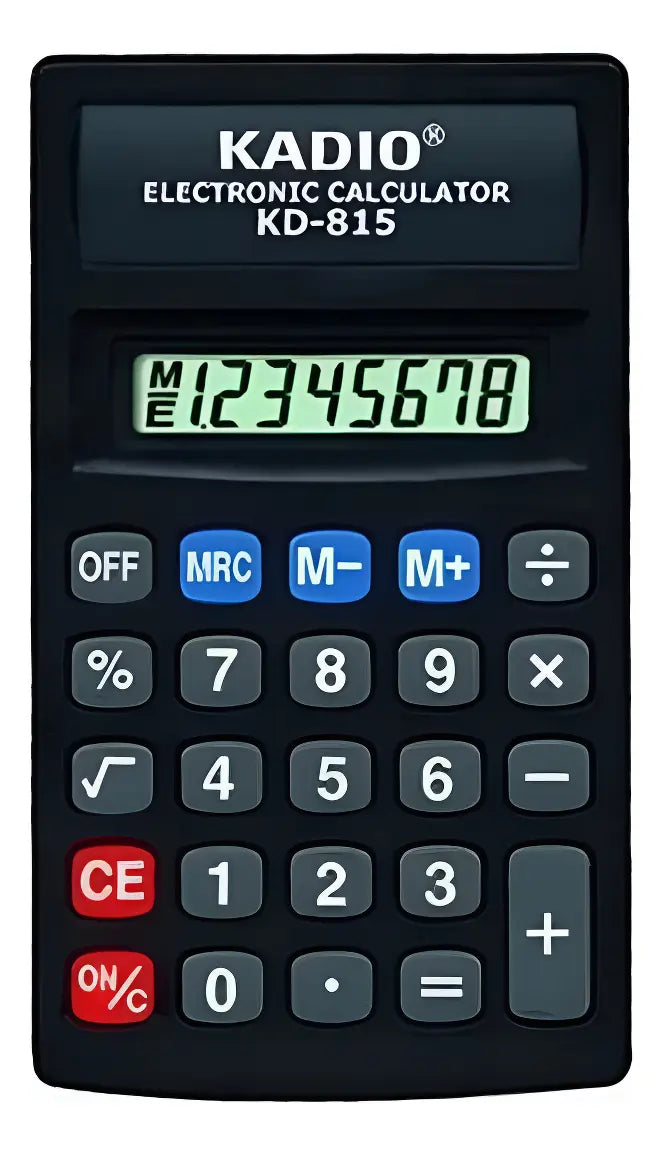 Calculadora Básica Kadio KD-815 8 Dígitos Bolsillo Función Porcentaje