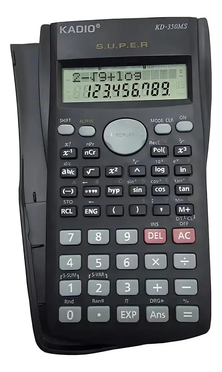 Calculadora Cientifica Kadio 350ms 240 Funciones / 2 Líneas Color Negro