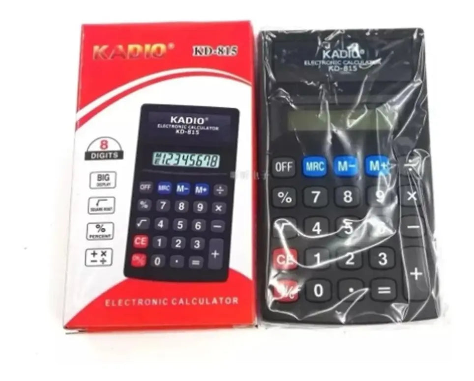 Calculadora Básica Kadio KD-815 8 Dígitos Bolsillo Función Porcentaje