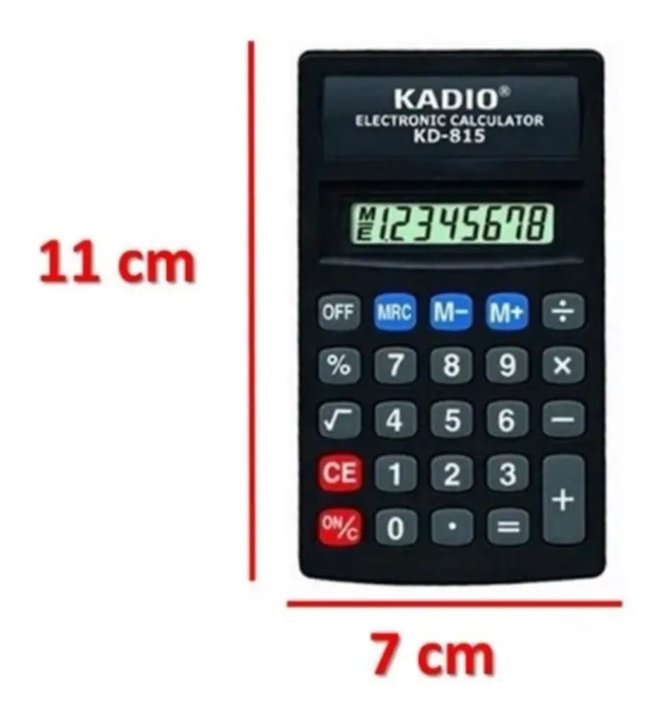 Calculadora Básica Kadio KD-815 8 Dígitos Bolsillo Función Porcentaje