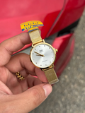 RELOJ Q&Q DORADO DE LUJO PARA MUJER  (QA497)